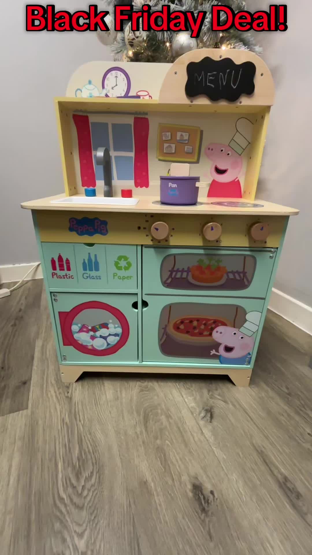 TikTok post by @leasy_lou for Keplin. Caption reads: Peppa Pig Play Kitchen for Kids - Floor Standing....