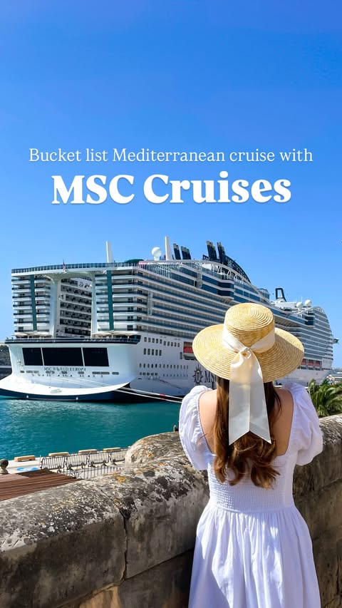 Instagram post by @travellingcloset for MSC Cruises. Caption reads: [...] Spain Would you go on a cruise with....