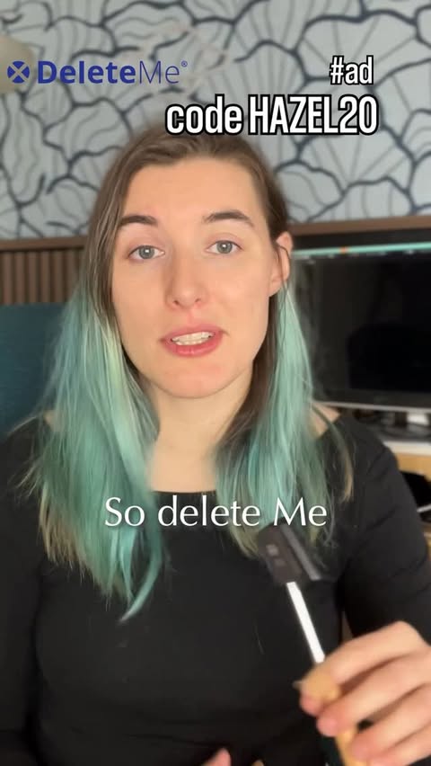 Instagram post by @hazelisonline for DeleteMe. Caption reads: #AD These sites and brokers shouldn’t be legal,....