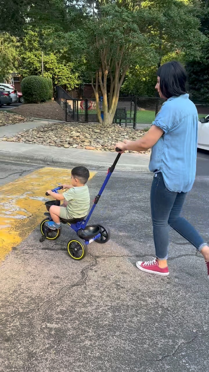 Instagram post by @gldn_yigit for KRIDDO. Caption reads: [...] loving his new toddler tricycle from....