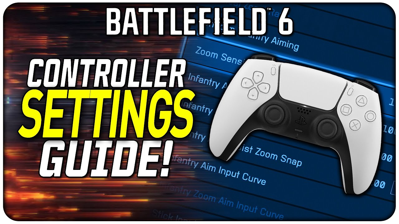 YouTube post by @TheXclusiveAce for AimControllers. Caption reads: The Best Battlefield 6 Controller Settings & How....