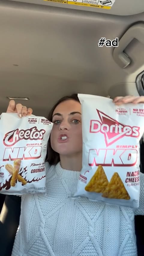 Instagram post by @sarahmargareteats for Cheetos. Caption reads: #ad NEW product this winter – Doritos & Cheetos....