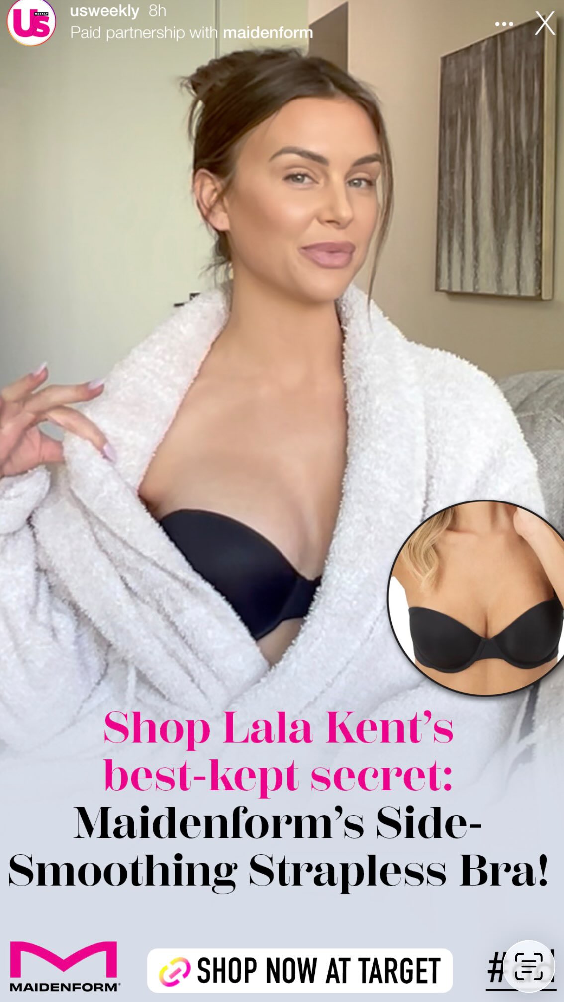 Instagram post by @lalakent for Maidenform. Caption reads: Going out or staying in? @lalakent shares how the....