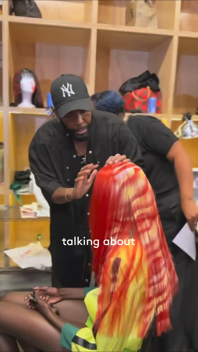 Instagram post by @yusefhairnyc for Refinery29. Caption reads: Chopped + spray-painted wigs. Swim caps braided....