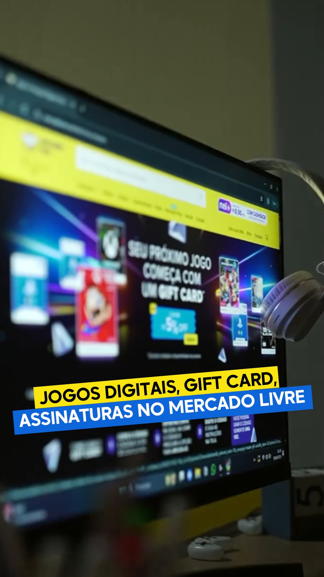 Instagram post by @w7mesports for Mercado Livre. Caption reads: 🚨 Novidade gamer! Agora você compra seus jogos....