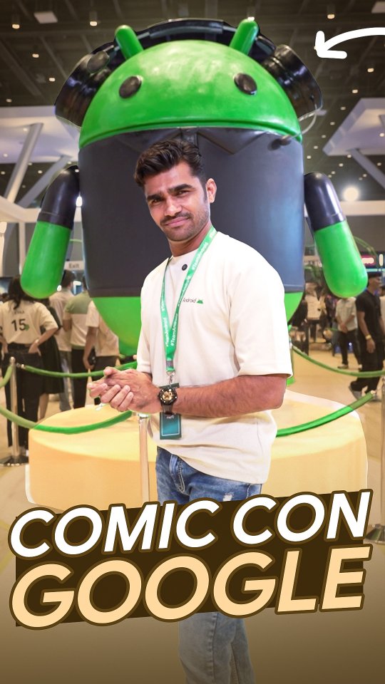 Instagram post by @shreemanlegend for Google India. Caption reads: Finally got to chill at #AndroidLand with my....