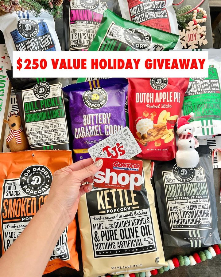 Instagram post by @traderjoesobsessed for Popdaddy Snacks. Caption reads: *** Contest Closed congrats @annamariefulbright....