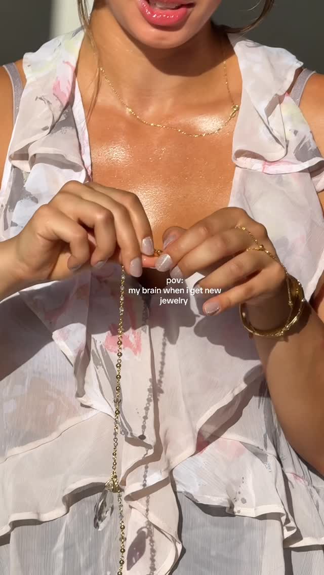 Instagram post by @bella___roesler for En Route Jewelry. Caption reads: Heheh I love being a woman 

#relatable #explore....