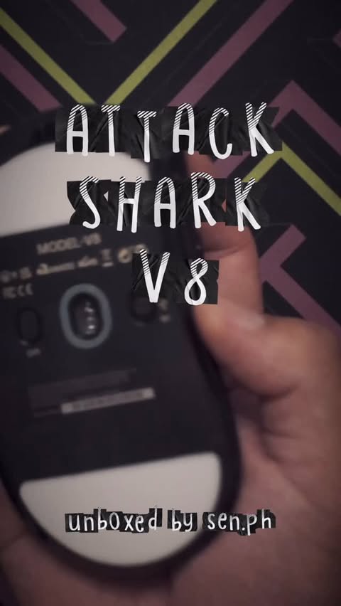 Instagram post by @samuelnarbuada for Attack Shark. Caption reads: @ATTACKSHARKgear V8 Wireless 8K Hz Gaming Mouse....