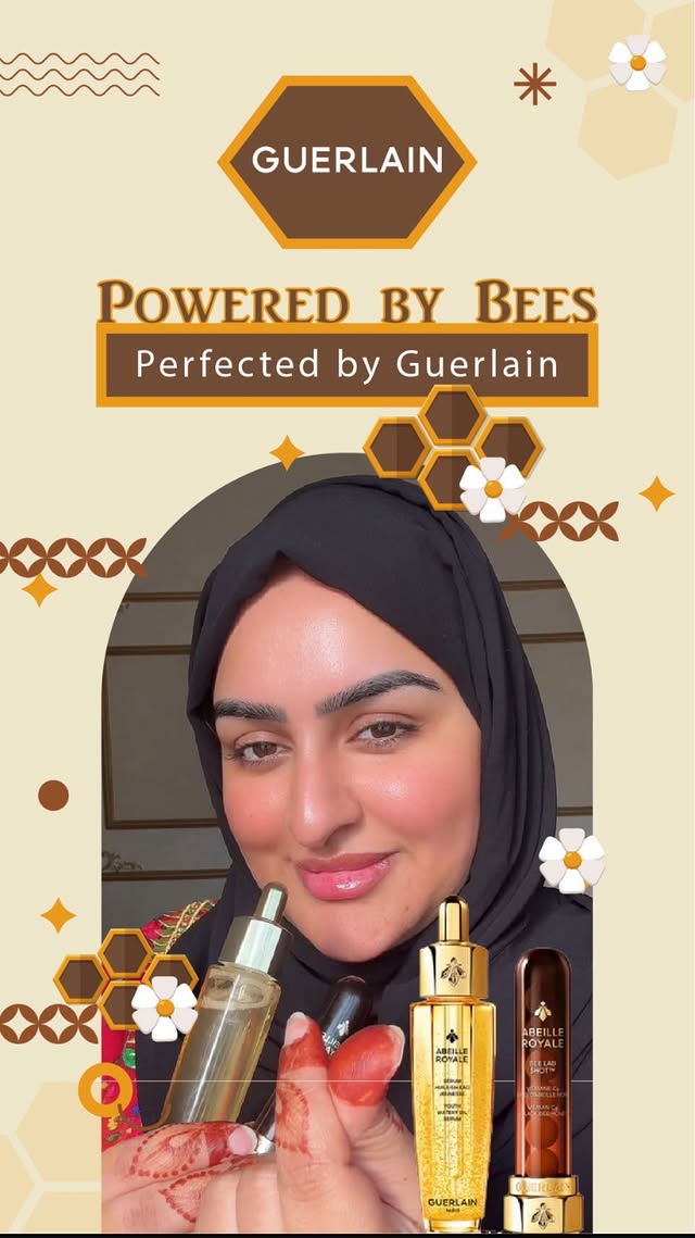 Instagram post by @mona_tajarbi for Guerlain. Caption reads: #guerlain #skincare #shots #serum 
.
.
7 days with....