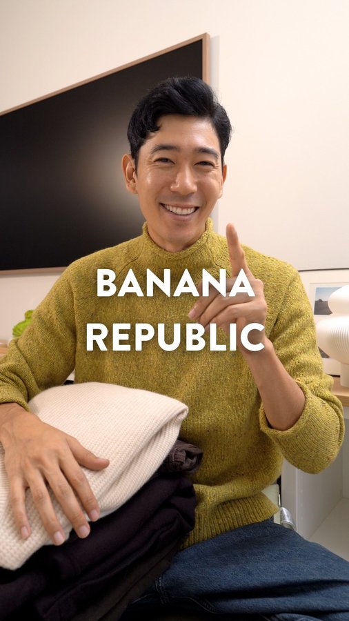 Instagram post by @jeffyamazaki for Banana Republic. Caption reads: Shop the @BananaRepublic Black Friday Event....