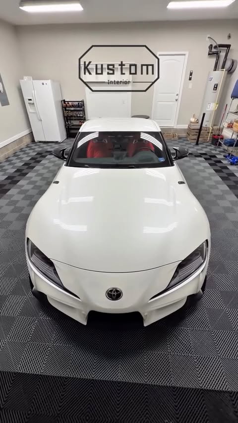 Instagram post by @gundam_gr_supra for Kustom Interior. Caption reads: Starting off 2026 with new 🔴seats thanks to my....