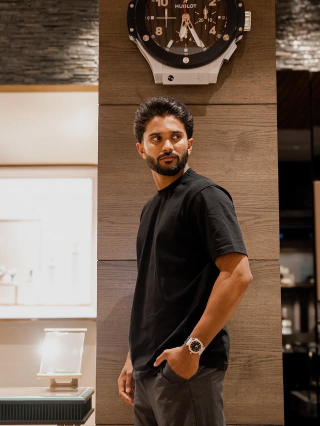 Instagram post by @nitishkumarreddy for Hublot. Caption reads: Time, perfected. @hublot made for moments worth....