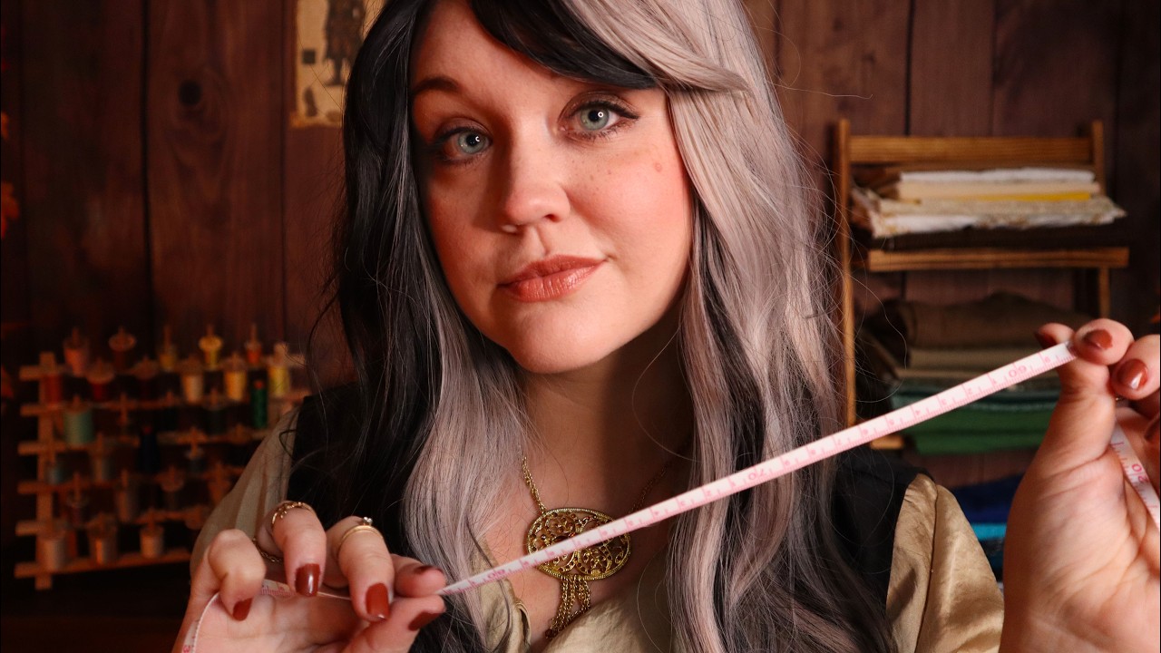 YouTube post by @WhisperwindASMR for Throne. Caption reads: D&D ASMR 🧵 Tailor Takes Your Measurements for....