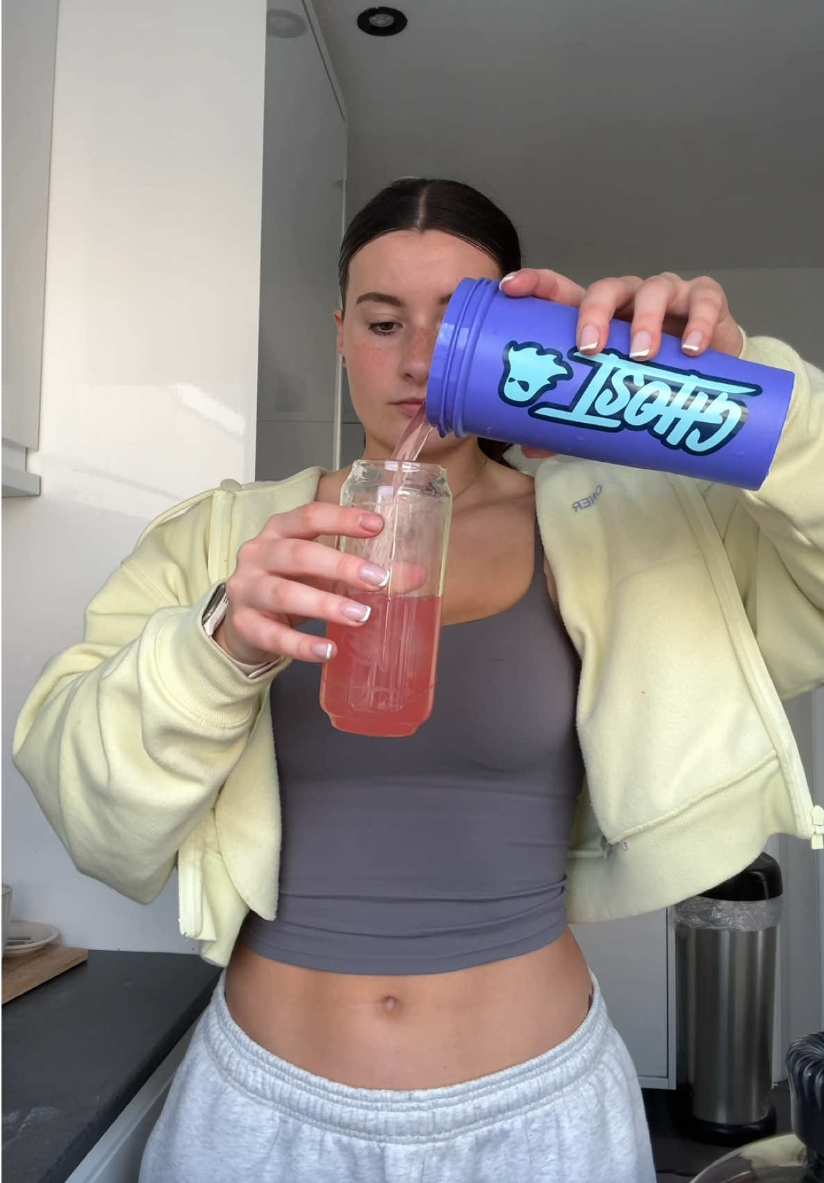 TikTok post by @allycarterfit for GHOST® Energy. Caption reads: [...] lean up and hit her protein xxx All....