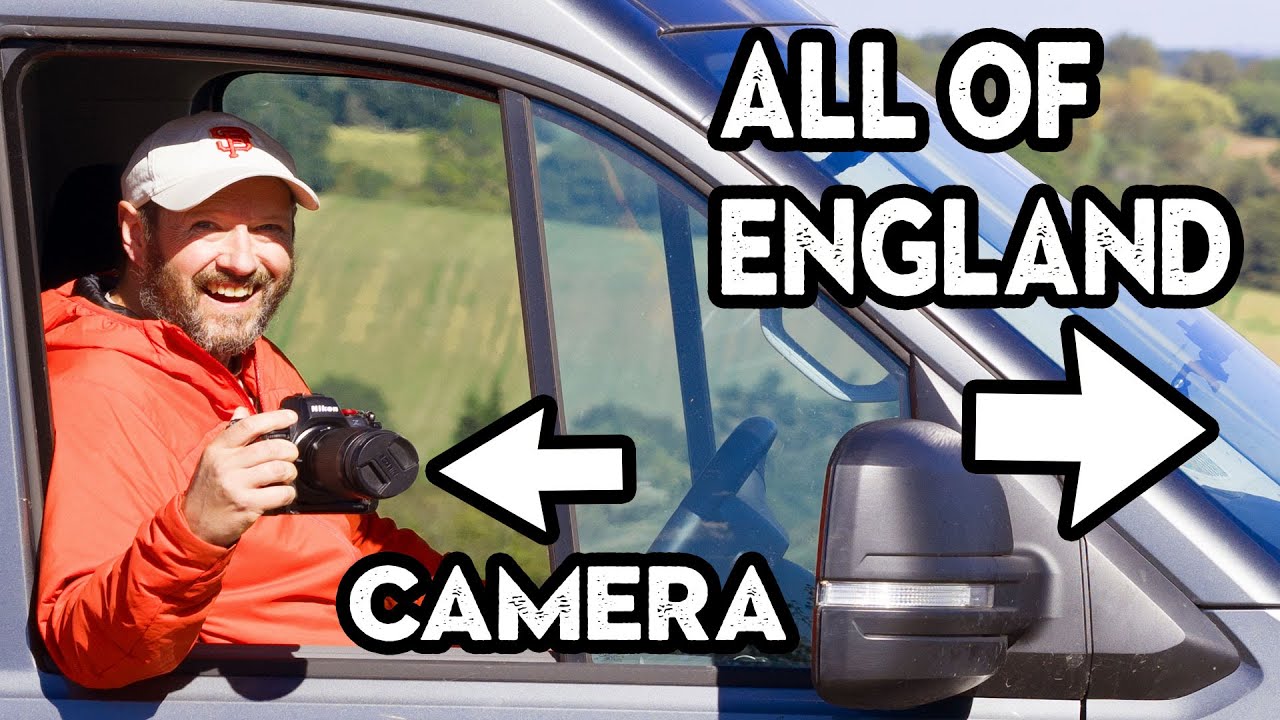 YouTube post by @NigelDanson for Peak Design. Caption reads: Photographing EVERY COUNTY in England (from my....