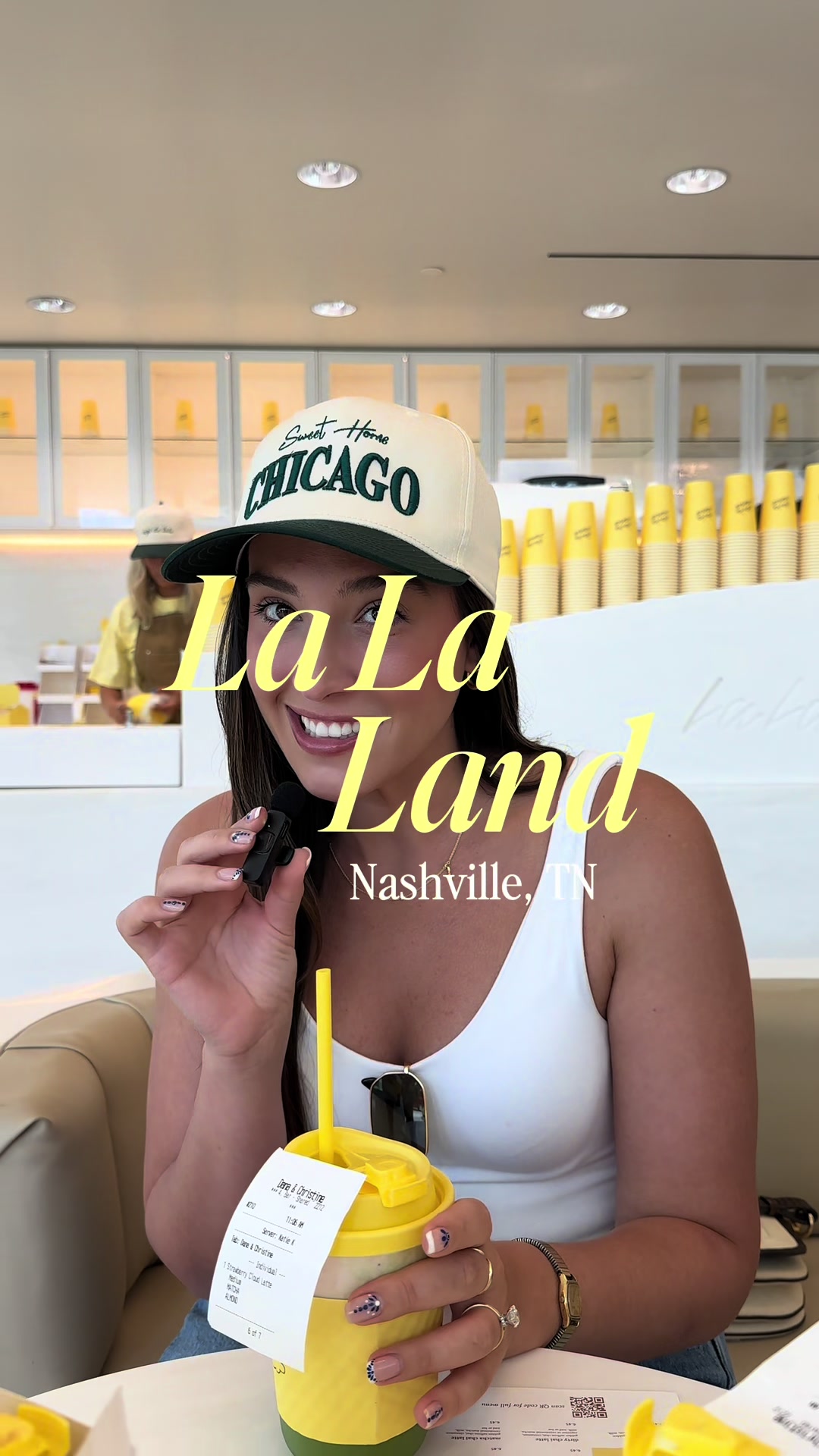 TikTok post by @dana_anastasia_ for La La Land Kind Cafe. Caption reads: giveaway💛 follow & tag a friend for a chance to....