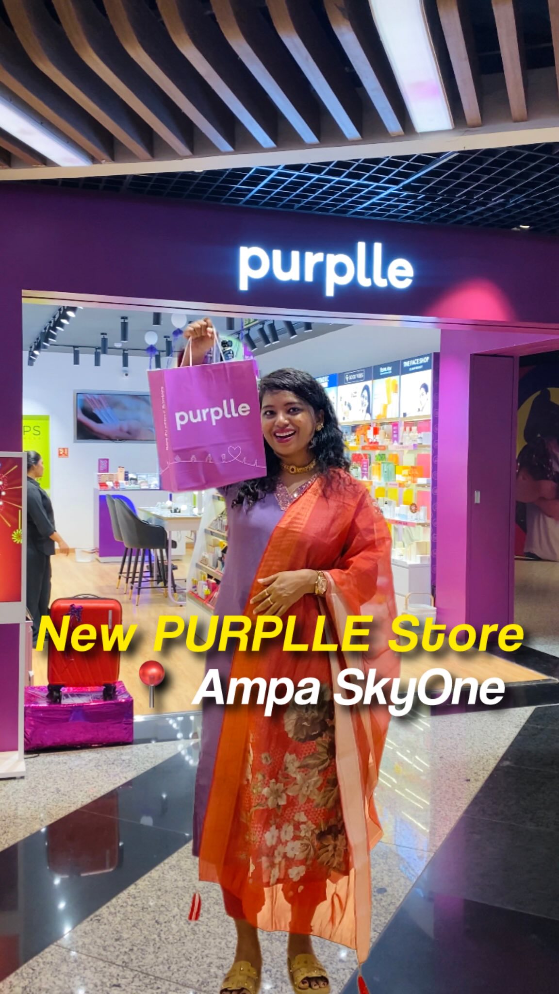 Instagram post by @talesofabiii for Purplle. Caption reads: 📌 What’s new at #nammachennai ft. Glow up alert!....