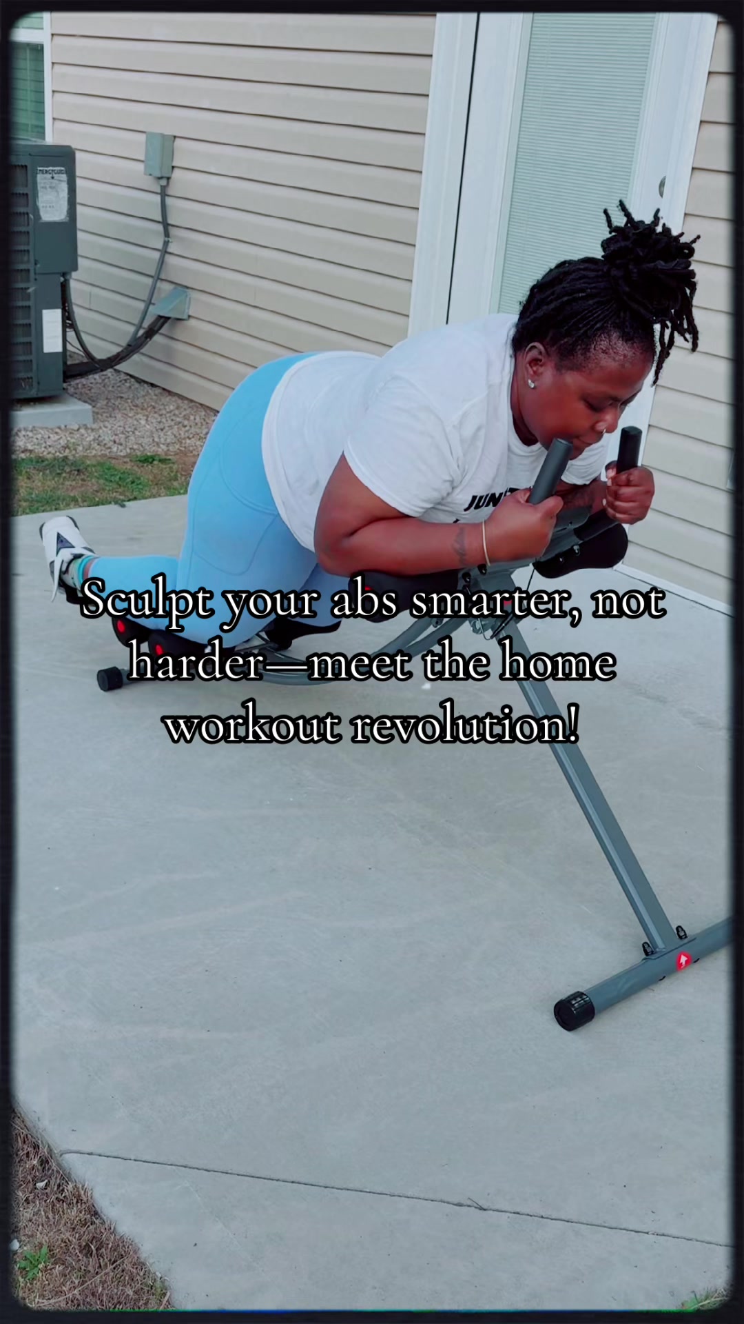 TikTok post by @naturally_moochie for Sunny Health & Fitness. Caption reads: [...] #workoutathomeideas @SunnyHealthFitness.