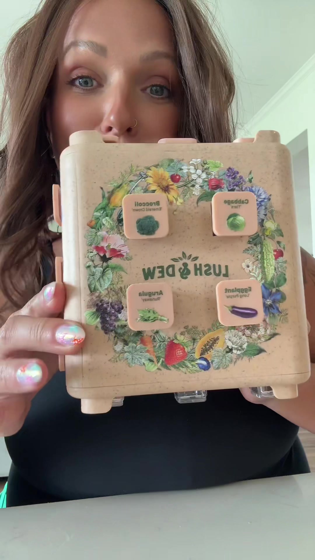 TikTok post by @the_michelle_edit for LUSH&DEW. Caption reads: @LUSH&DEW with all of my gardening seeds that are....