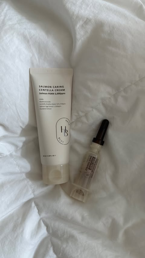 Instagram post by @leeskincare7 for HEVEBLUE. Caption reads: [...] mentioned, in collaboration with:....