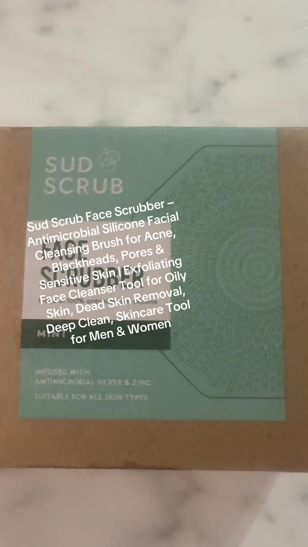 TikTok post by @kinglife1191 for Sud Scrub. Caption reads: Sud Scrub Face Scrubber – Antimicrobial Silicone....
