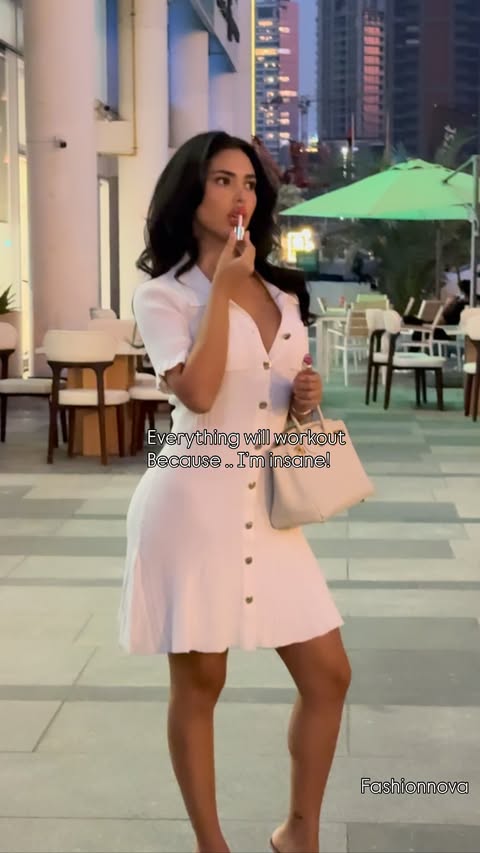 Instagram post by @paulagalvan for Fashion Nova. Caption reads: @fashionnova 🌸
🔎 Vestido Mini Con Olanes Caprina....