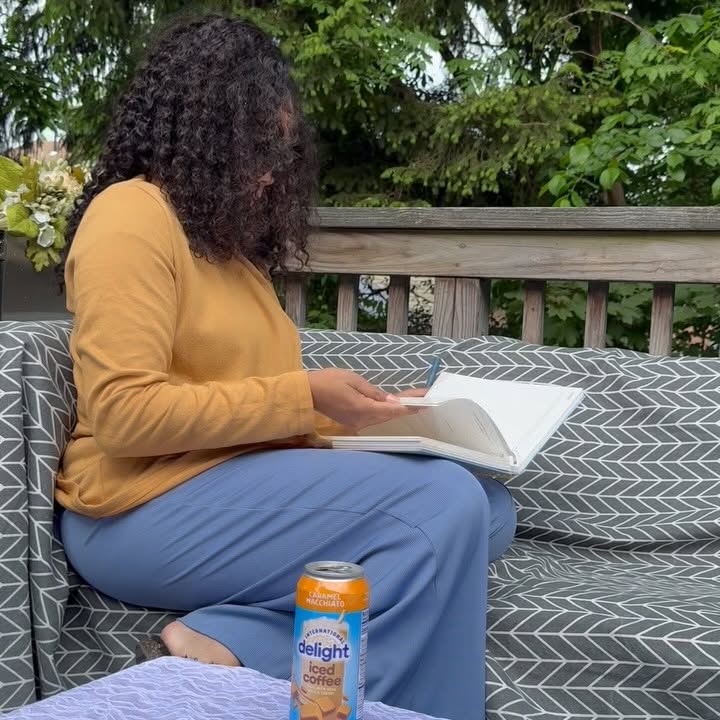 Instagram post by @simplytasheena for International Delight. Caption reads: #ad Starting my afternoon right with @indelight ....