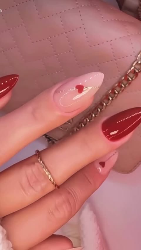 Instagram post by @matuszewsk.a for NEONAIL Poland. Caption reads: Żel Level Up Gel Natural Beige.Hybrydy Mrs Red,....