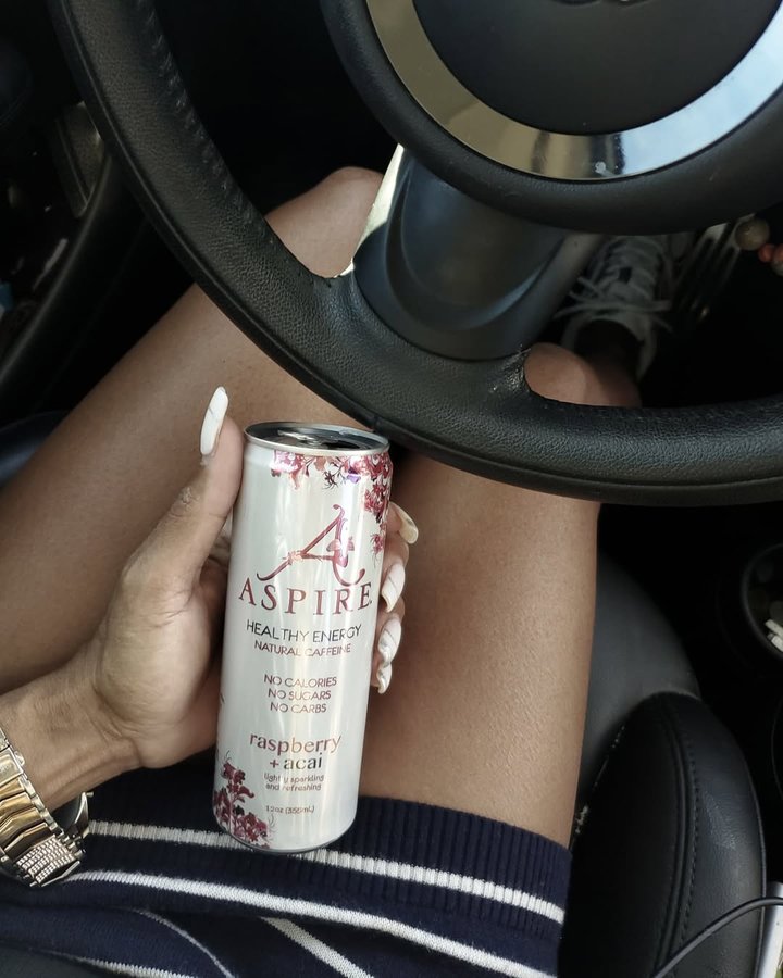 Instagram post by @truelivingyuri for Aspire Drinks. Caption reads: [...] a priority it will serve you well.....