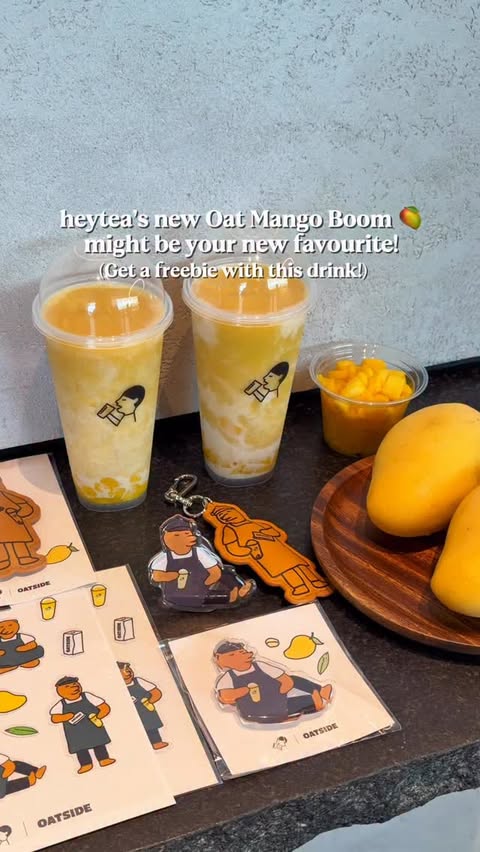 Instagram post by @deeniseglitz for OATSIDE. Caption reads: [...] oat mango boom drink with the cute @oatside....