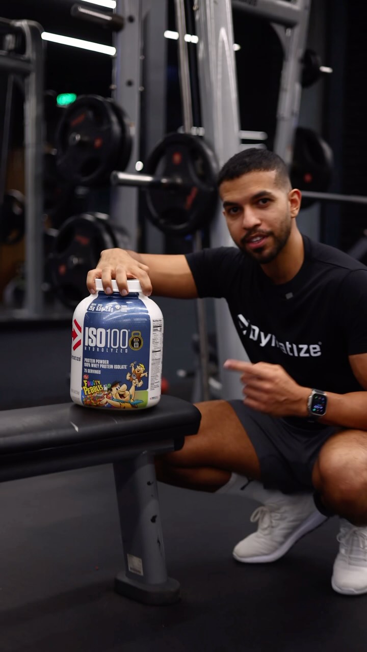 Instagram post by @jacksons.fit for Dymatize. Caption reads: Giveaway Alert 🚨 
سعيد حظ هيكسب اجود و احسن و....