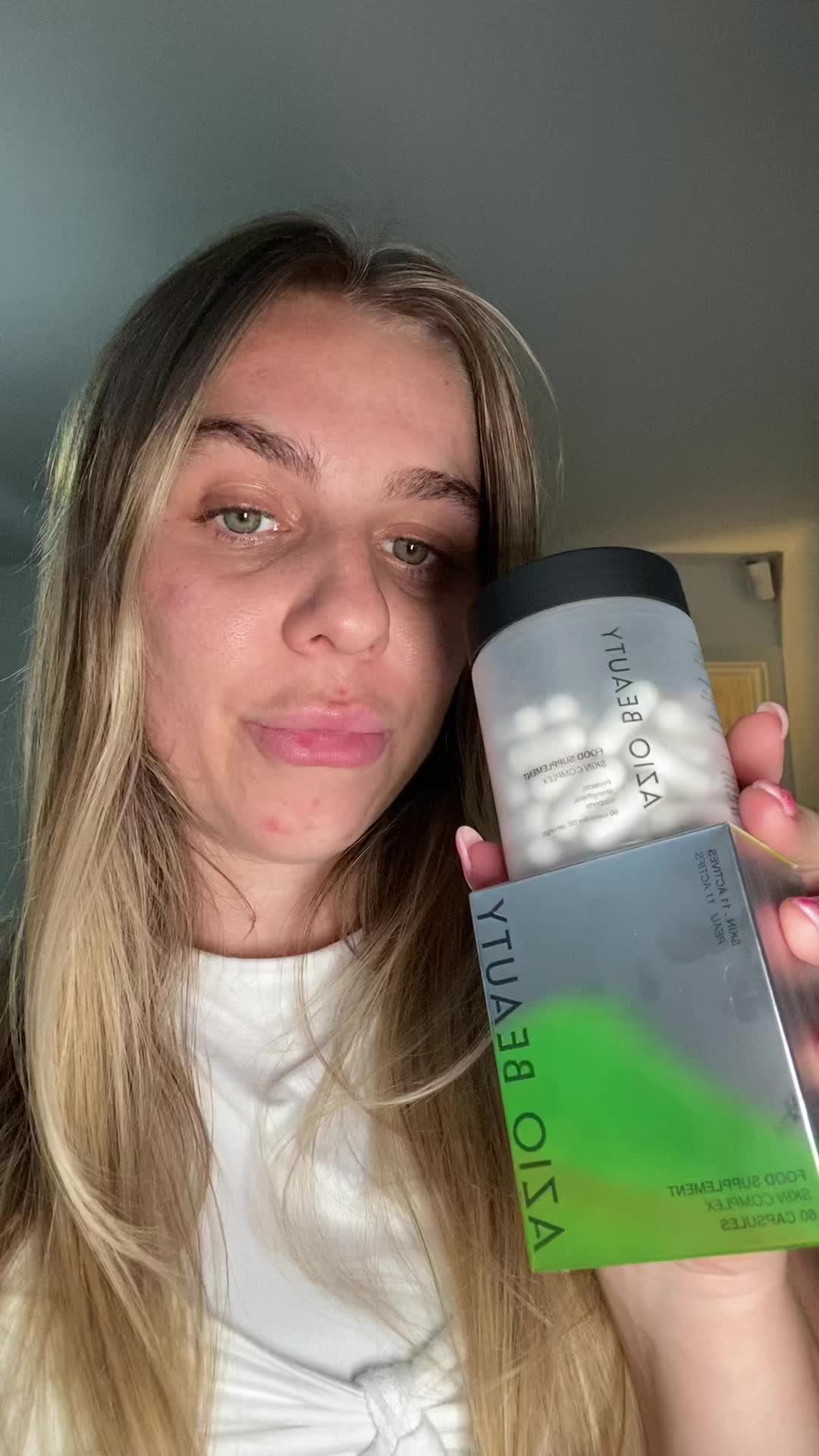 TikTok post by @taylorpringle1 for Azio Beauty. Caption reads: [...] to see how these work with my skin 🤍 @Azio....