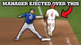 YouTube post by @JomboyMedia for DraftKings. Caption reads: Cubs manager Craig Counsell gets ejected because....