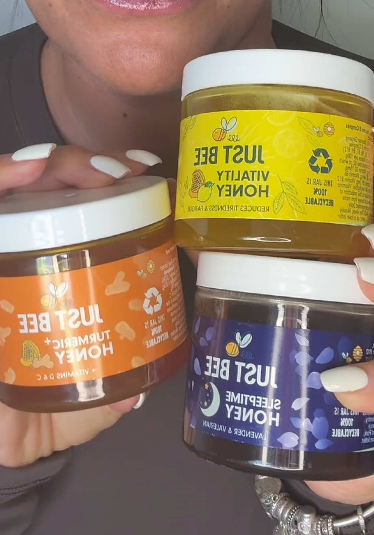 TikTok post by @nicolejaved for Just Bee Honey. Caption reads: 🐝 @Just Bee Honey 🍯 #tiktokmademebuylt....