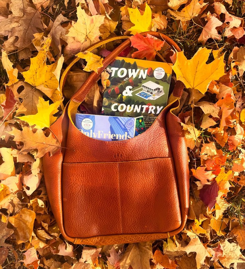 Instagram post by @suzylew_bookreview for Portland Leather Goods. Caption reads: 🤩 Friday Matching 🤩

My gorgeous Madison bag....