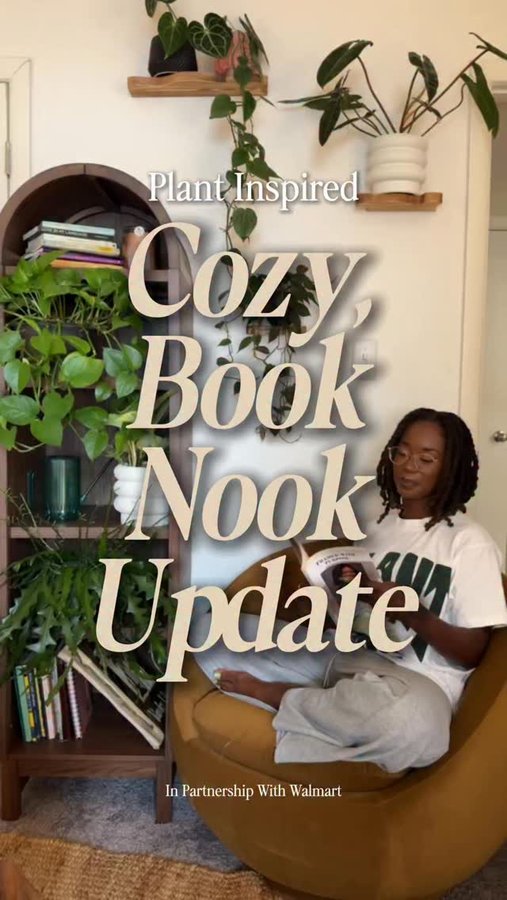 Instagram post by @blossomeffect_ for Walmart Creator. Caption reads: #WalmartPartner | Update my cozy, book nook with....
