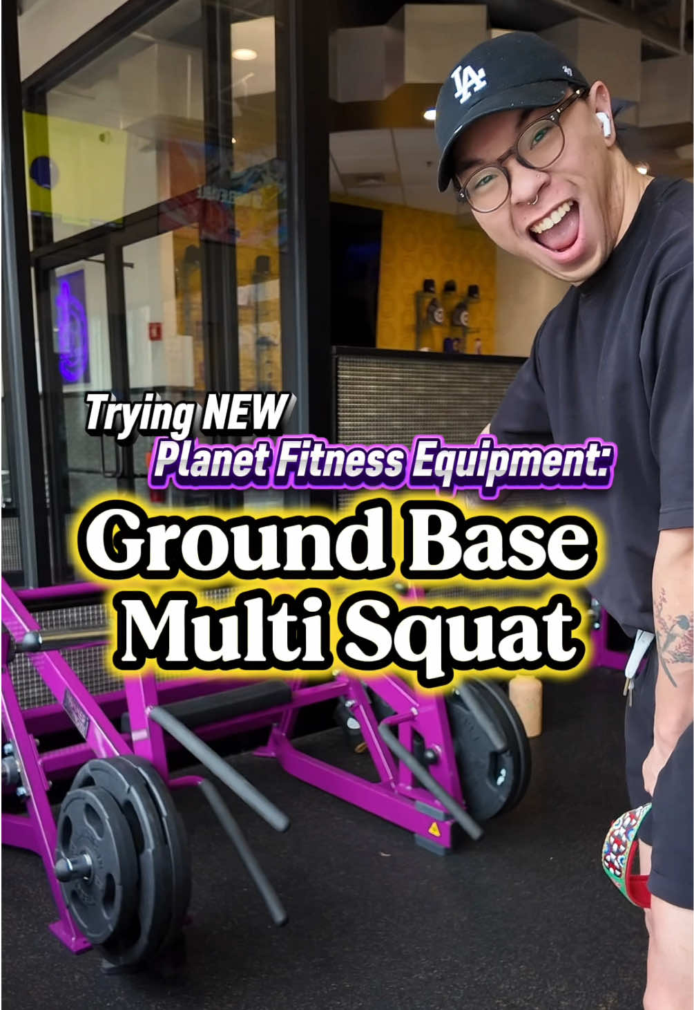 TikTok post by @kyleworksout for Planet Fitness. Caption reads: [...] the absolute GOAT leg machine 😭 @Planet....