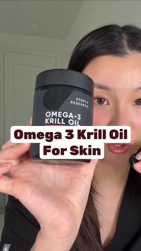Instagram post by @glowwkailin for Sports Research. Caption reads: #sportsresearchpartner Krill oil is packed with....
