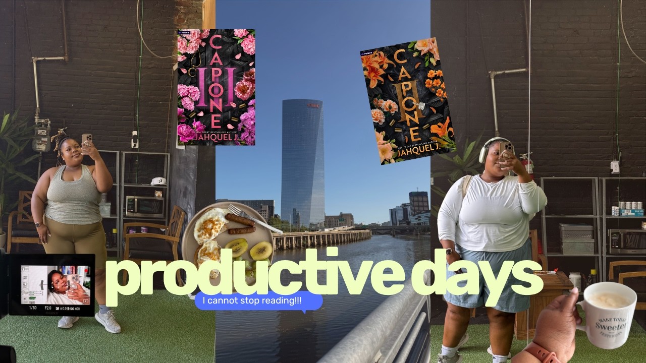 YouTube post by @byamberburns for Thematic. Caption reads: productive days in my life as a full-time....