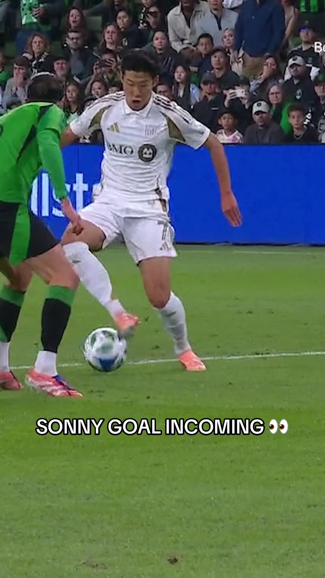 TikTok post by @espnfc for Major League Soccer. Caption reads: SON HEUNG-MIN WITH A SPECTACULAR GOAL IN THE MLS....