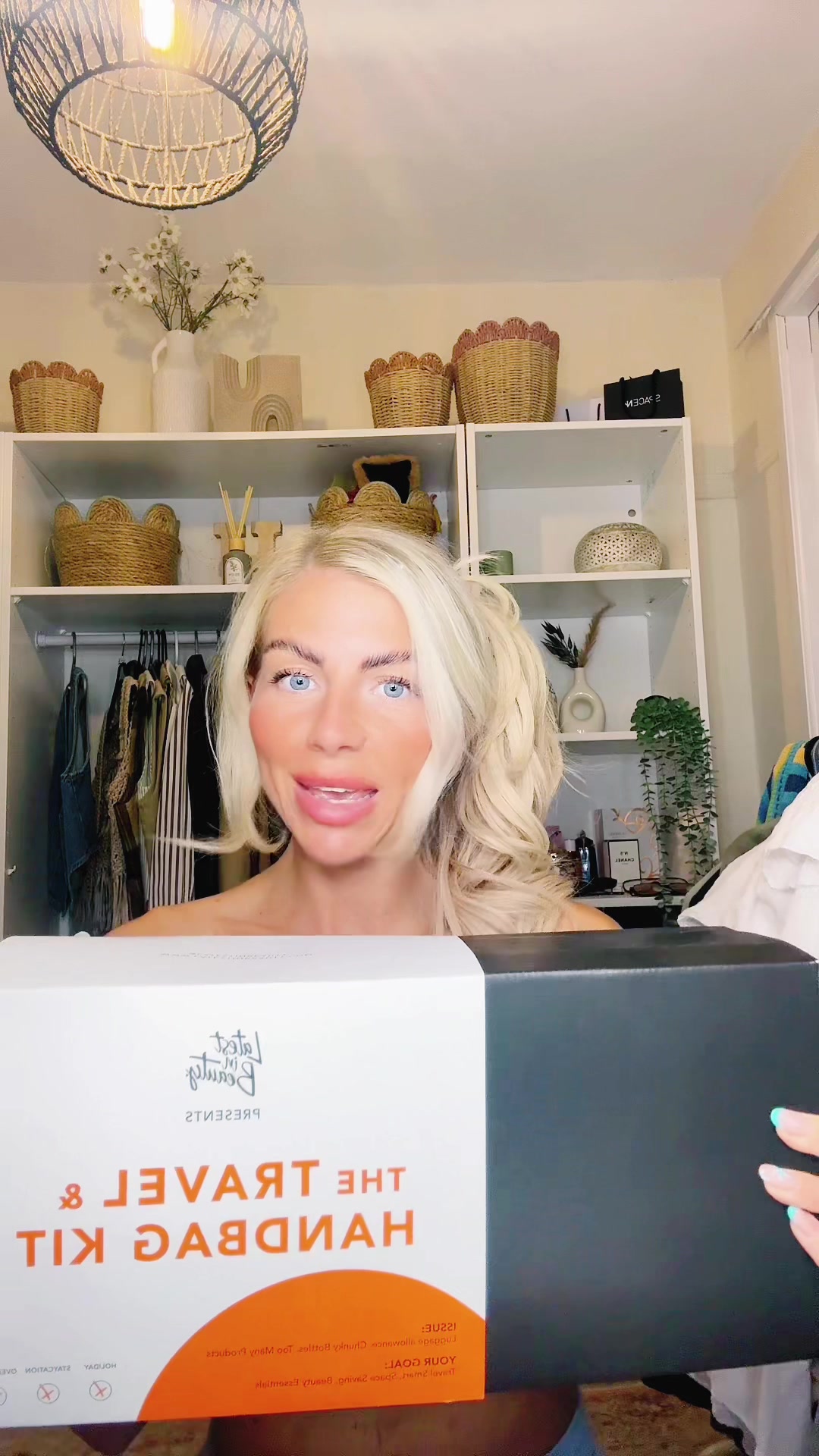 TikTok post by @hollyandboys for Latest in Beauty. Caption reads: The travel handbag @Latest in Beauty box!!!!! Came....