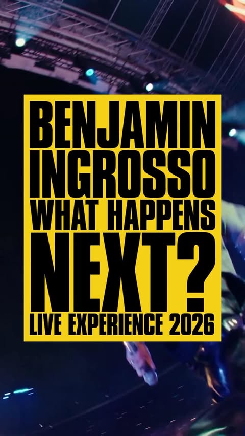 Instagram post by @benjaminingrosso for Live Nation. Caption reads: BENJAMIN INGROSSO — What Happens Next? 2026 Turné....