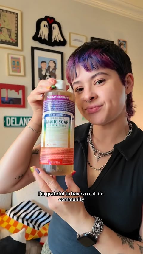 Instagram post by @karysantayana for Dr. Bronner's. Caption reads: community really is everything 🫶🏼🌈....