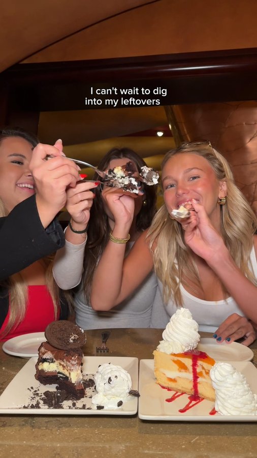 Instagram post by @grace.andrews for The Cheesecake Factory. Caption reads: girls’ night out = cheesecake, cocktails, and the....