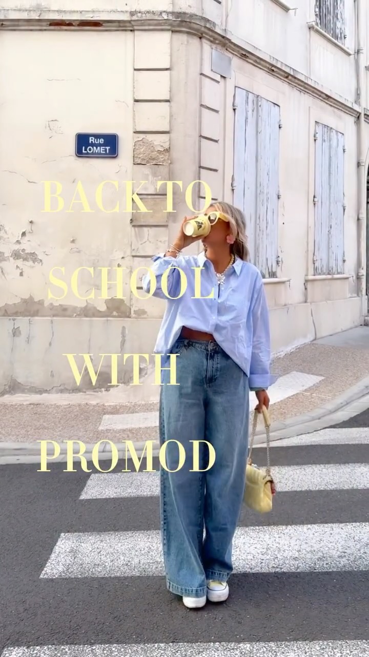Instagram post by @sarahtey_ for Promod. Caption reads: Back to school w/ @promod 🦋🍂 

-10% code SUNSET....