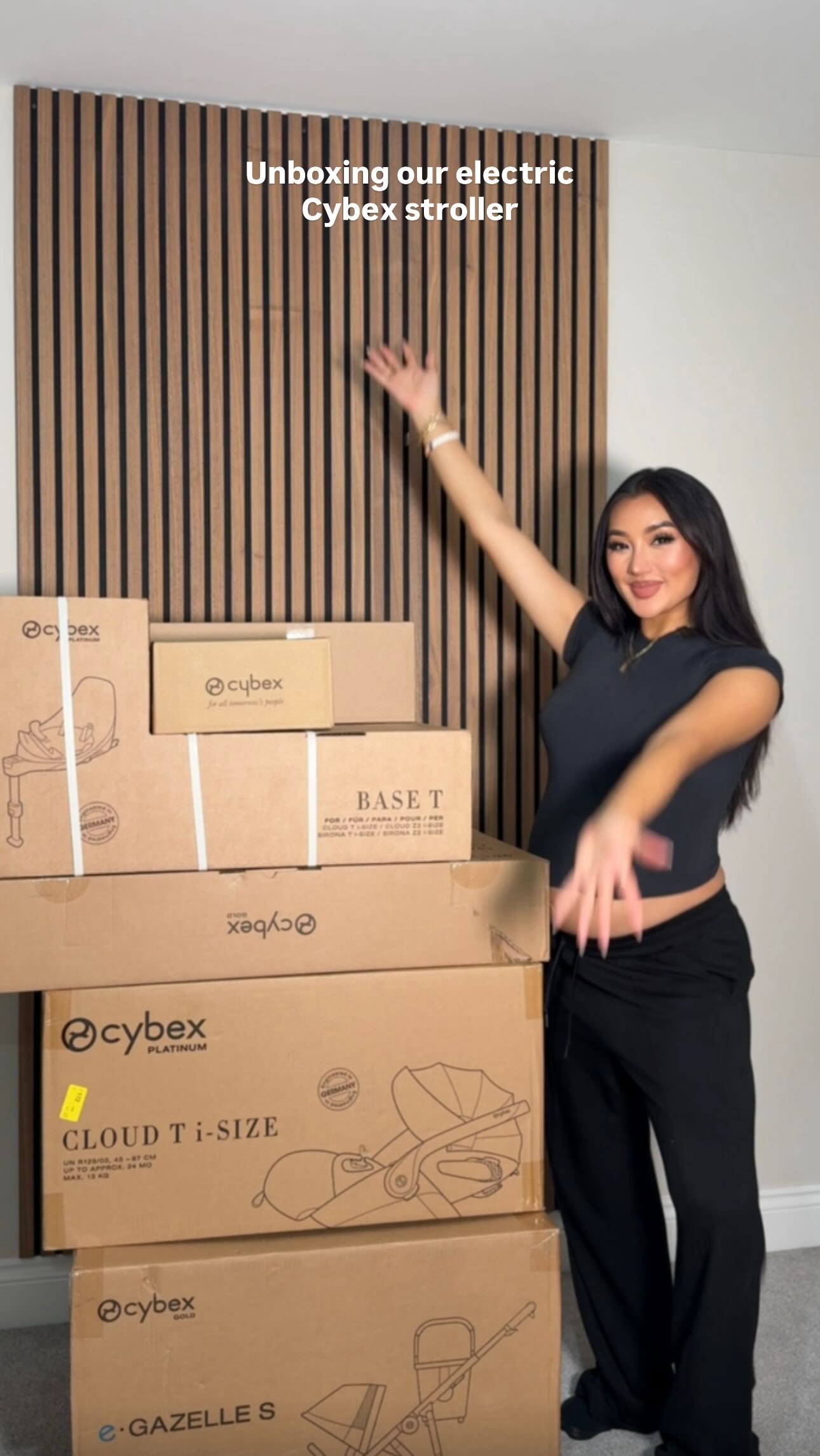 Instagram post by @xthuyle for CYBEX. Caption reads: Time to unbox and build our new stroller with us!....