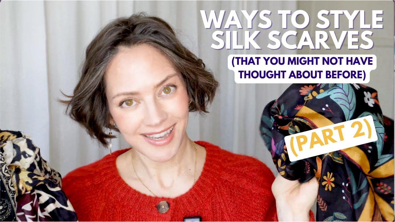 YouTube post by @unblahyourself for Qure Skincare. Caption reads: How to tie Silk Scarves in ways you might not have....