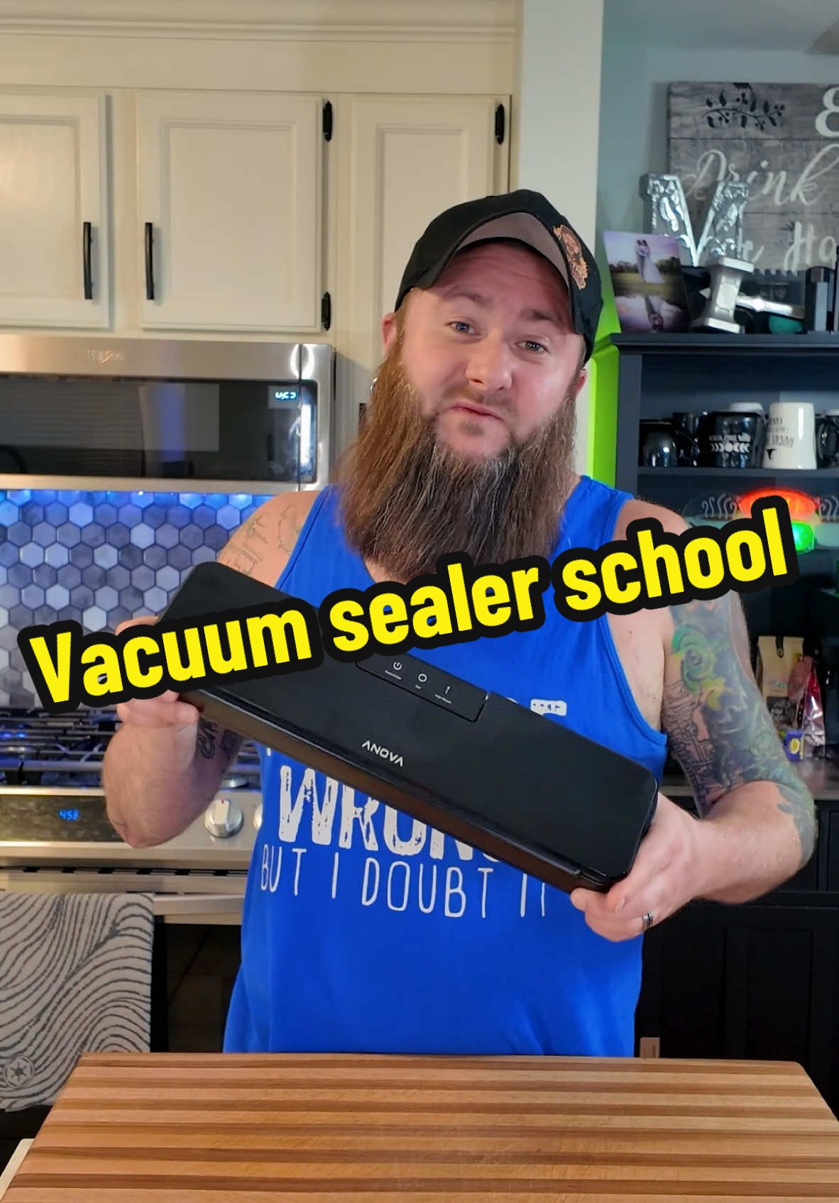 TikTok post by @garythebbqchef for Anova Culinary. Caption reads: Vacuum sealer school! @Anova Culinary Store .