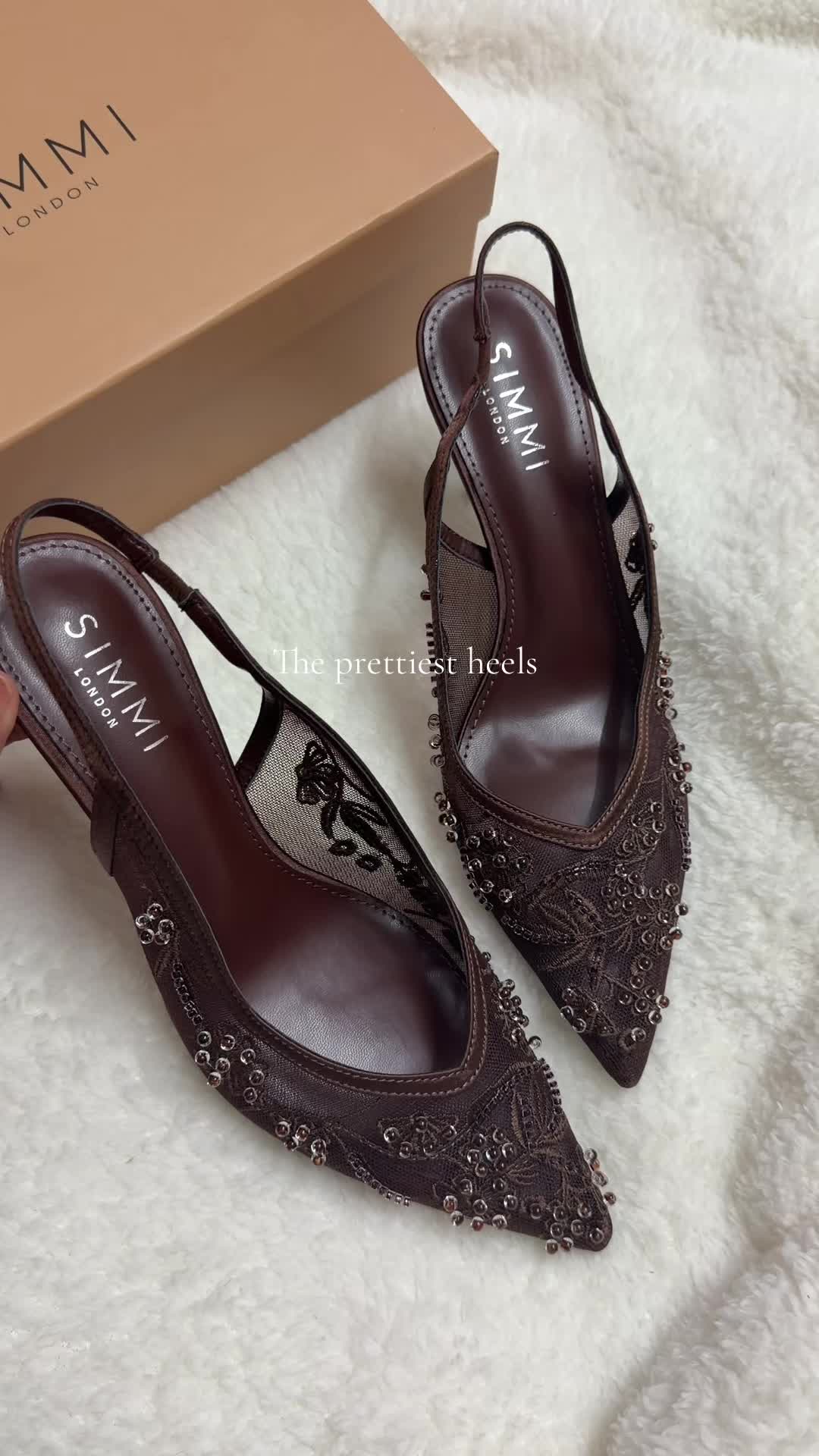 TikTok post by @zulaikahxo for SIMMI London. Caption reads: Can’t wait to style so cute 🤎 @SIMMILONDON #heels....
